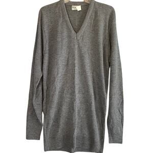 Vintage King Size V-Neck Pullover Sweater Virgin Acrylic  Large Tall USA Gray